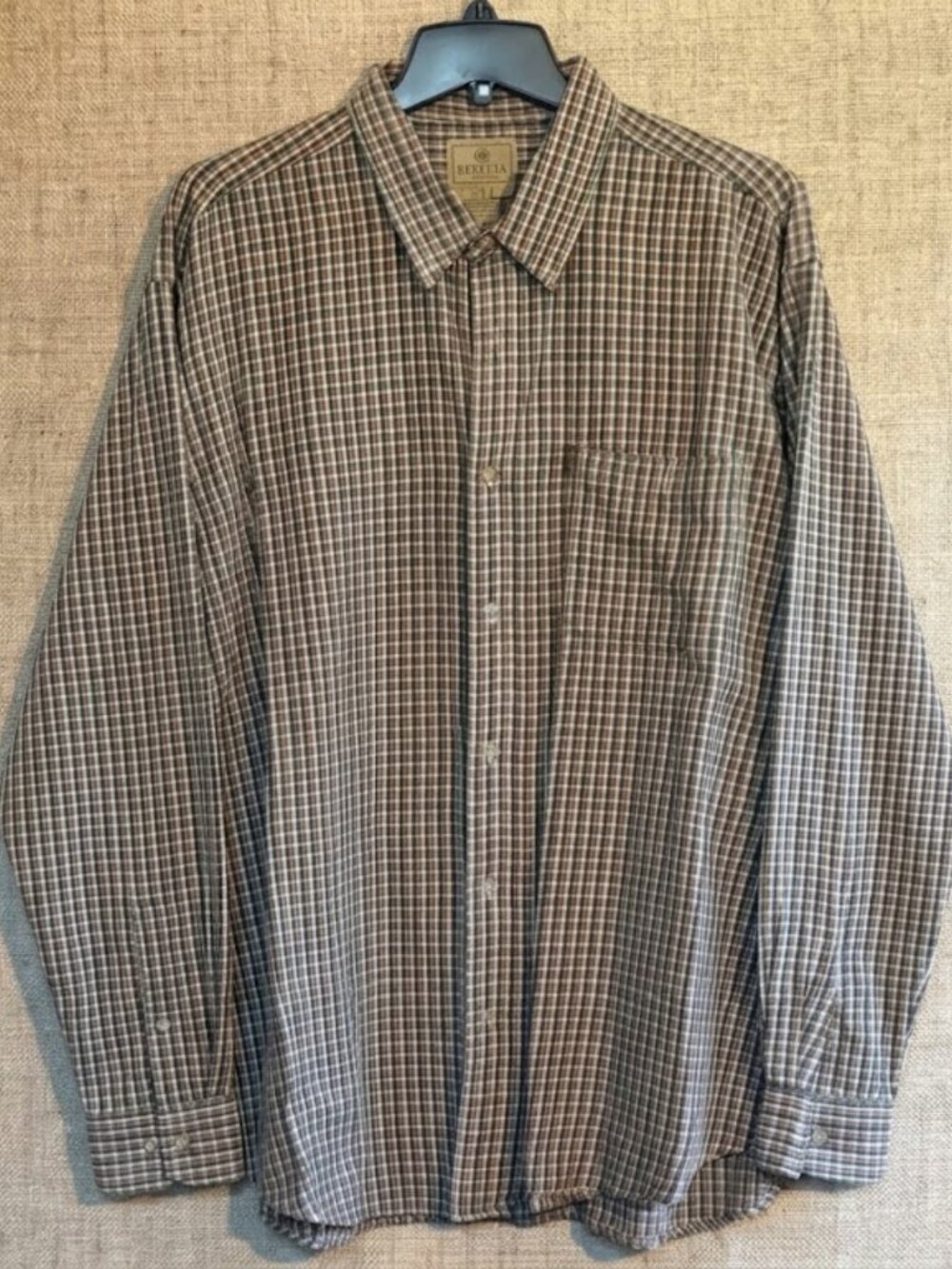 Beretta Men's Casual Long-Sleeve Plaid Button-Down Shirt - Brown & Green